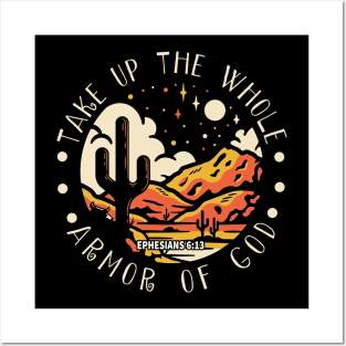 Take Up The Whole Armor Of God Mountains Cactus Posters and Art